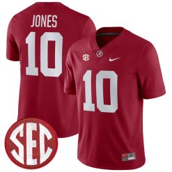 Mac Jones Alabama Crimson Tide Football Crimson Home Game Jersey - All Stitched