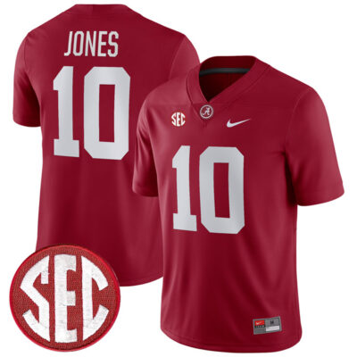 Mac Jones Alabama Crimson Tide Football Crimson Home Game Jersey - All Stitched