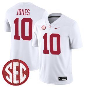 Mac Jones Alabama Crimson Tide Football White Away Game Jersey - All Stitched