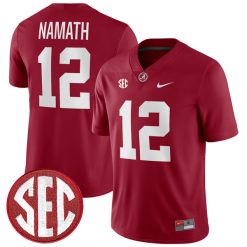 Joe Namath Alabama Crimson Tide Football Crimson Home Game Jersey - All Stitched