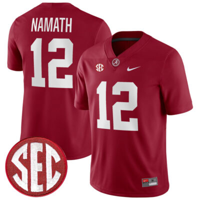Joe Namath Alabama Crimson Tide Football Crimson Home Game Jersey - All Stitched