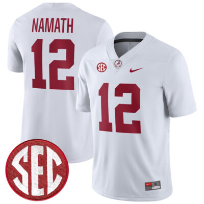 Joe Namath Alabama Crimson Tide Football White Away Game Jersey - All Stitched