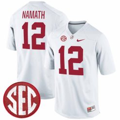 Joe Namath Alabama Crimson Tide Football White Alumni Jersey - All Stitched