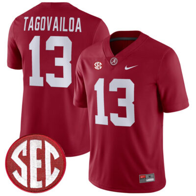 Tua Tagovailoa Alabama Crimson Tide Football Crimson Home Game Jersey - All Stitched