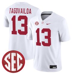 Tua Tagovailoa Alabama Crimson Tide Football White Away Game Jersey - All Stitched
