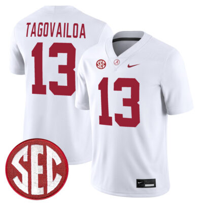 Tua Tagovailoa Alabama Crimson Tide Football White Away Game Jersey - All Stitched