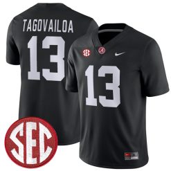 Tua Tagovailoa Alabama Crimson Tide Football Black Alternate Game Jersey - All Stitched