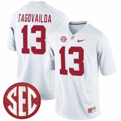Tua Tagovailoa Alabama Crimson Tide Football White Alumni Jersey - All Stitched