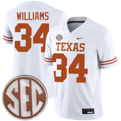 Ricky Williams Texas Longhorns Football White Away Game Jersey - All Stitched