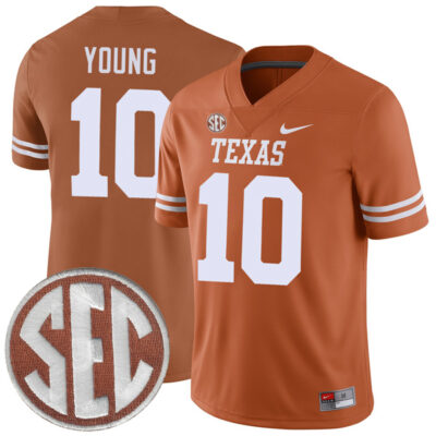 Vince Young Texas Longhorns Football Orange Home Game Jersey - All Stitched