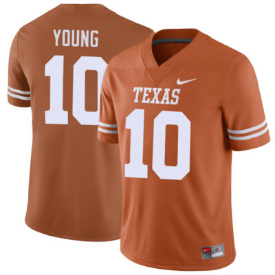 Vince Young Texas Longhorns Football Orange Home Game Jersey - All Stitched