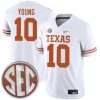 Vince Young Texas Longhorns Football White Away Game Jersey - All Stitched