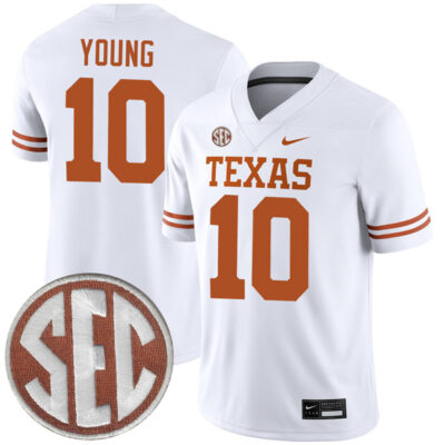 Vince Young Texas Longhorns Football White Away Game Jersey - All Stitched