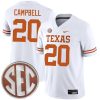 Earl Campbell Texas Longhorns Football White Away Game Jersey - All Stitched