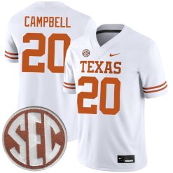 Earl Campbell Texas Longhorns Football White Away Game Jersey - All Stitched