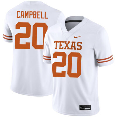 Earl Campbell Texas Longhorns Football White Away Game Jersey - All Stitched