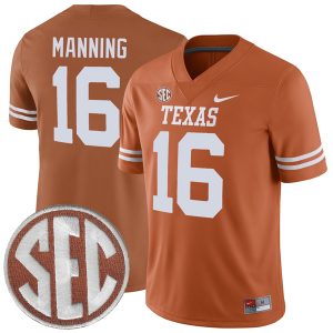 Arch Manning Texas Longhorns Football Orange Home Game Jersey - All Stitched