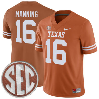 Arch Manning Texas Longhorns Football Orange Home Game Jersey - All Stitched