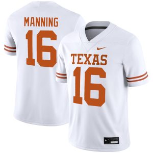 Arch Manning Texas Longhorns Football White Away Game Jersey - All Stitched