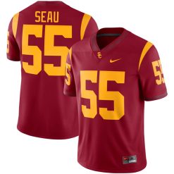 Junior Seau USC Trojans Football Cardinal Home Game Jersey - All Stitched