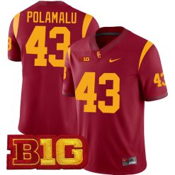 Troy Polamalu USC Trojans Football Cardinal Home Game Jersey - All Stitched