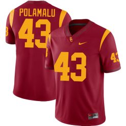 Troy Polamalu USC Trojans Football Cardinal Home Game Jersey - All Stitched