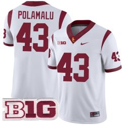 Troy Polamalu USC Trojans Football White Away Game Jersey - All Stitched