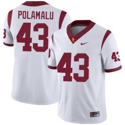 Troy Polamalu USC Trojans Football White Away Game Jersey - All Stitched