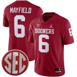 Baker Mayfield Oklahoma Sooners Football Crimson Home Jersey - All Stitched
