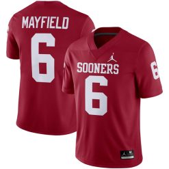 Baker Mayfield Oklahoma Sooners Football Crimson Home Jersey - All Stitched