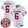 Baker Mayfield Oklahoma Sooners Football White Away Jersey - All Stitched