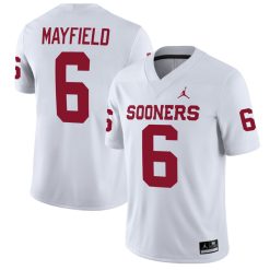 Baker Mayfield Oklahoma Sooners Football White Away Jersey - All Stitched