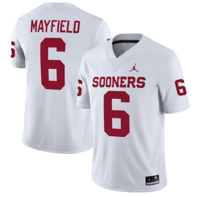 Baker Mayfield Oklahoma Sooners Football White Away Jersey - All Stitched