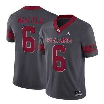 Baker Mayfield Oklahoma Sooners Football Grey Alternate Jersey - All Stitched
