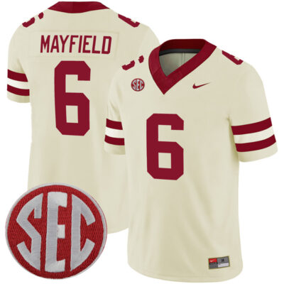 Baker Mayfield Oklahoma Sooners Football Cream Alternate Jersey - All Stitched