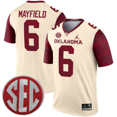 Baker Mayfield Oklahoma Sooners Football Cream Legend Jersey - All Stitched