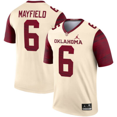 Baker Mayfield Oklahoma Sooners Football Cream Legend Jersey - All Stitched