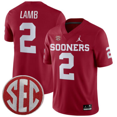 CeeDee Lamb Oklahoma Sooners Football Crimson Home Jersey - All Stitched