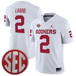 CeeDee Lamb Oklahoma Sooners Football White Away Jersey - All Stitched