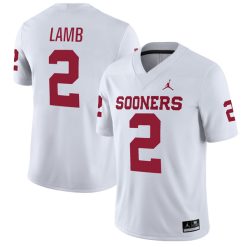 CeeDee Lamb Oklahoma Sooners Football White Away Jersey - All Stitched