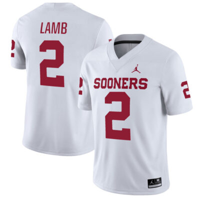 CeeDee Lamb Oklahoma Sooners Football White Away Jersey - All Stitched