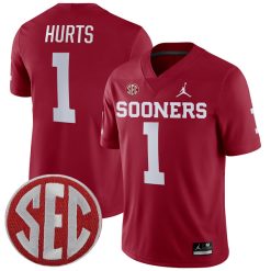 Jalen Hurts Oklahoma Sooners Football Crimson Home Jersey - All Stitched