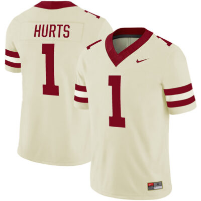 Jalen Hurts Oklahoma Sooners Football Cream Alternate Jersey - All Stitched