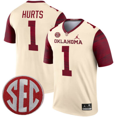 Jalen Hurts Oklahoma Sooners Football Cream Legend Jersey - All Stitched