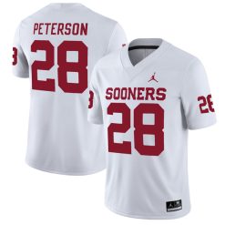 Adrian Peterson Oklahoma Sooners Football White Away Jersey - All Stitched