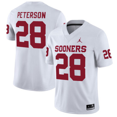Adrian Peterson Oklahoma Sooners Football White Away Jersey - All Stitched