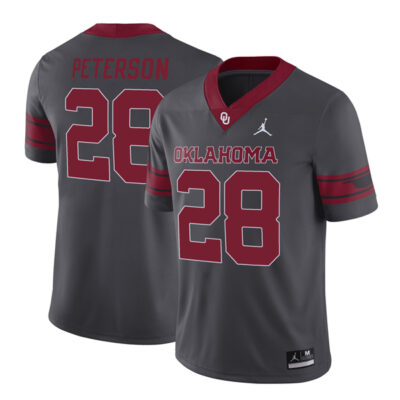 Adrian Peterson Oklahoma Sooners Football Grey Alternate Jersey - All Stitched