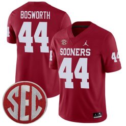 Brian Bosworth Oklahoma Sooners Football Crimson Home Jersey w/ SEC Patch - All Stitched
