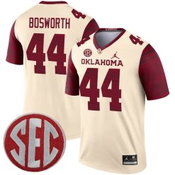 Brian Bosworth Oklahoma Sooners Football Cream Legend Jersey w/ SEC Patch - All Stitched