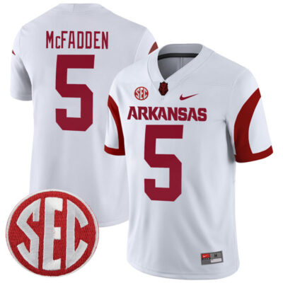 Darren McFadden Arkansas Razorbacks Football White Away Game Jersey - All Stitched